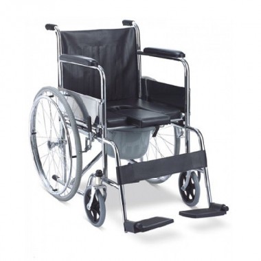 Wheel Chair Folding with Fixed Arm Rest and Foot Rest with Commode FS609