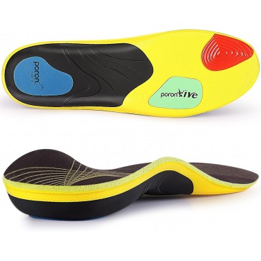 Orwalk Orthopedic Insoles in Poron Men Women Work Fasciitis Shoe Insoles For Men Arch Support for Flat Feet Insole Ideal for Walking Running Hiking Extra Shock Absorption Inserts Size